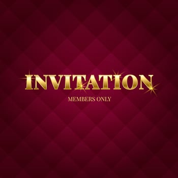 Red and gold invitation. Members only. Leather background. Premium illustration for club, casino, party, spa, lounge, exclusive access vector