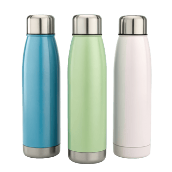 Three Sleek and Minimalist Stainless Steel Insulated Bottles in Assorted Colors png