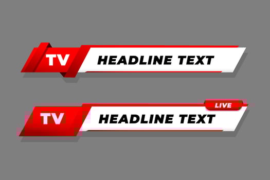 Set banners and lower thirds for news channel with red and white color vector