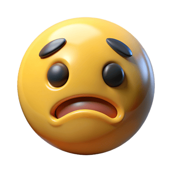 3d render of a sad emoji png
