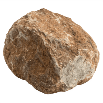 A brown and gray rough rock isolated on transparent background png