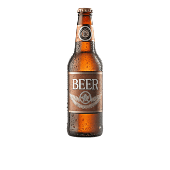 Cold bottle of beer with drops isolated on transparent background. png