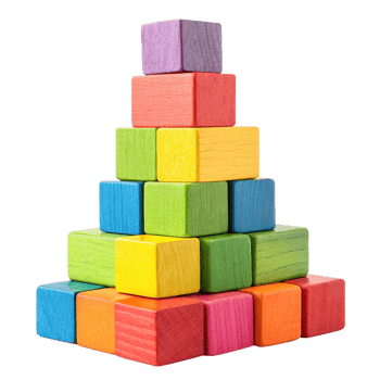 Colorful wooden blocks on transparent background png