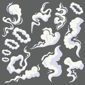 Set Abstract White Smoke Design Cartoon icon Illustration vector