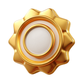 3d elegant white and gold badge design png