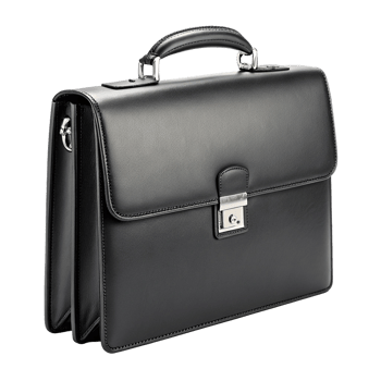 Elegant black leather suitcase png