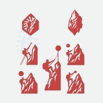 Iron Cliff Rock Climbing Collection Logo Design vector