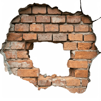 Hole in grungy brick wall png