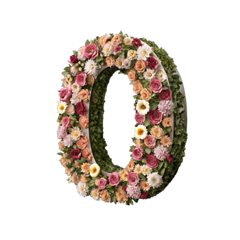 Letter o with flower elements isolated on transparent background png