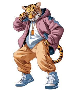 Trendy Leopard Character in Stylish Streetwear Outfit with Hoodie Jacket png