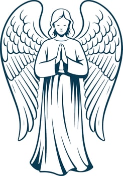 an angel with wings is standing in prayer vector