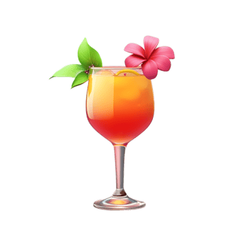 Vibrant Tropical Cocktail with Fruit and Floral Garnish png