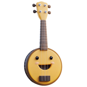 Smiling Banjo Musical Instrument with Fretboard and Strings png