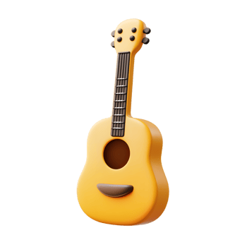 Cheerful Yellow Acoustic Guitar Emoji Style 3D png