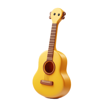 Vibrant 3D Rendered Cartoon Guitar Emoji Toy Instrument png