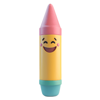 Colorful Crayon Shaped Emoji Stationery Object with Vibrant Playful Expression png