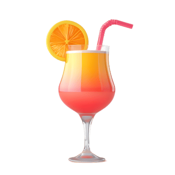Festive Citrus Cocktail Delight in Transparent Glass with Straw png