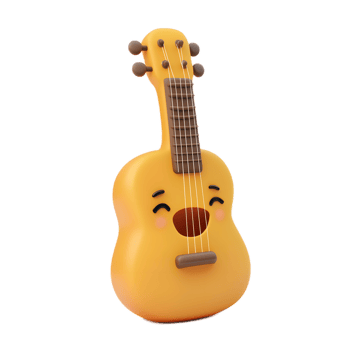 Adorable Yellow Cartoon Guitar Emoji with Acoustic Instrument Design png