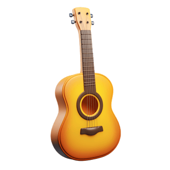 Yellow Wooden Acoustic Guitar with Strings and Fretboard png