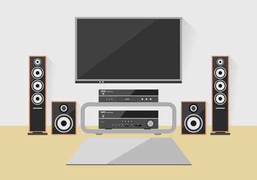 Home theater system in living room. Flat style . vector