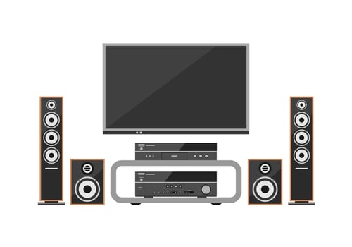 Home theater system with isolate on white background. Flat style . vector