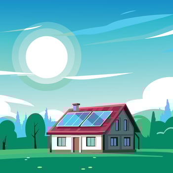 solar panels on the roof of a house vector
