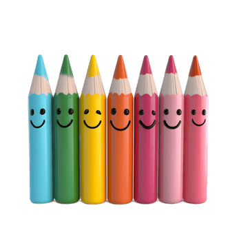 Vibrant Crayon Pencils with Smiling Faces Depicting Emotions and Creativity png