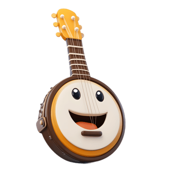 Cheerful Banjo Emoji with Playful Musical Expression Representing Folk and Bluegrass Instrument png