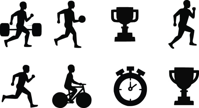 people running, cycling and playing sports vector