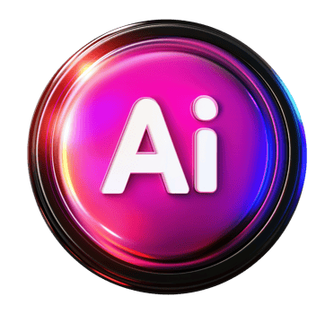 Round Button with Word Ai png