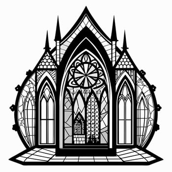 Gothic Cathedral Illustration with Stained Glass and Arched Windows vector