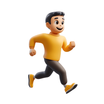 Energetic Cartoon Man Running with Joyful Expression png