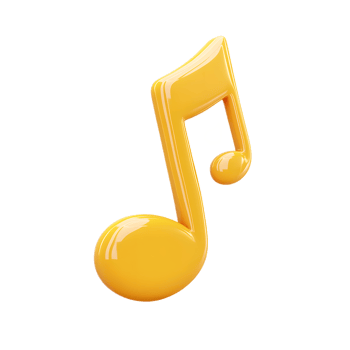 Vibrant 3D Yellow Musical Note Symbol Graphic png