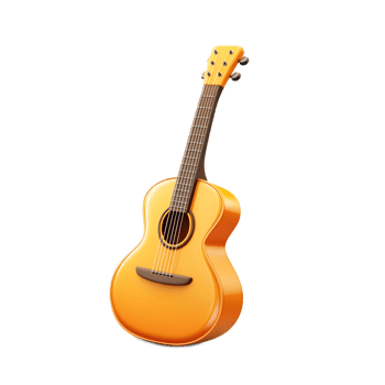 Vibrant Yellow Acoustic Guitar on Plain Background png