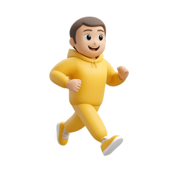 Animated Cartoon Character of a Man Running with Enthusiasm and Joy png