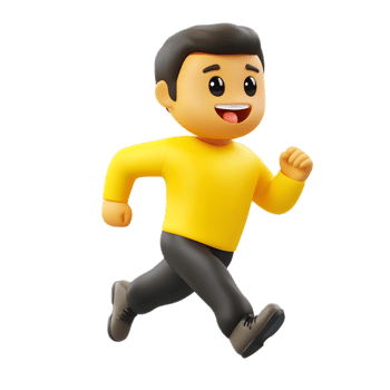 Energetic Animated Figure Running with Enthusiasm and Vigor png