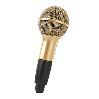 Golden Metallic Microphone for Broadcasting and Sound Recording png