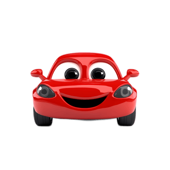 Cute Red Cartoon Car Emoji with Friendly Facial Expression png