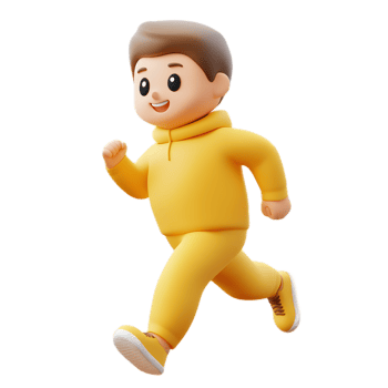 Cheerful Running Figure in Yellow Activewear Engaged in Dynamic Movement png