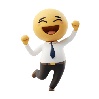 Cheerful Business Professional Celebrating Success with Emoji Like Enthusiasm png