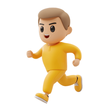 Animated Male Character Running in Energetic Pose png
