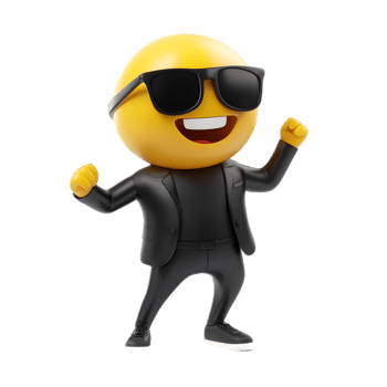 Lively Cartoon Emoji Man Dancing Energetically with Stylish Silhouette png