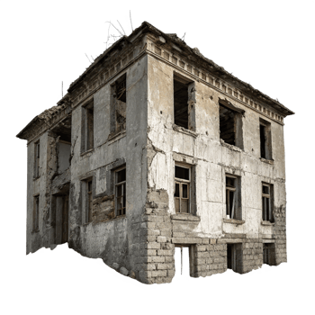 Destroyed building on transparent background png