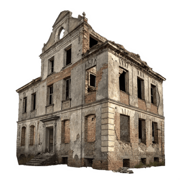 Minimal destroyed building architecture ruins png