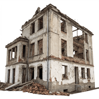Ruined building on transparent background png