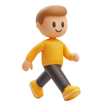 Cheerful Cartoon Character Walking in Friendly 3D png