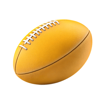 Vibrant Yellow Rugby Ball on White Background png