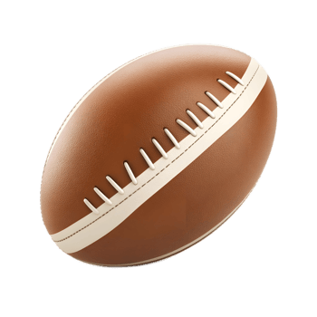 Closeup view of a leather rugby ball on white background png