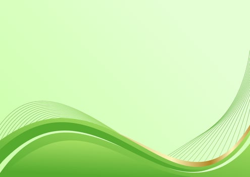 Abstract green background with wavy lines and place for your design. vector