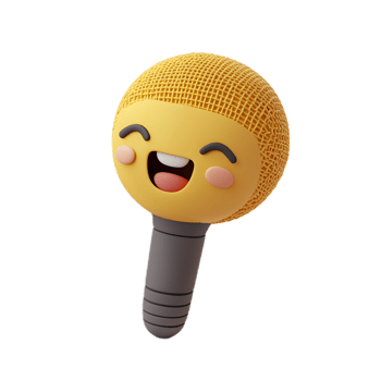 Cheerful Yellow Microphone Emoji Character Expressing Happiness and Excitement png